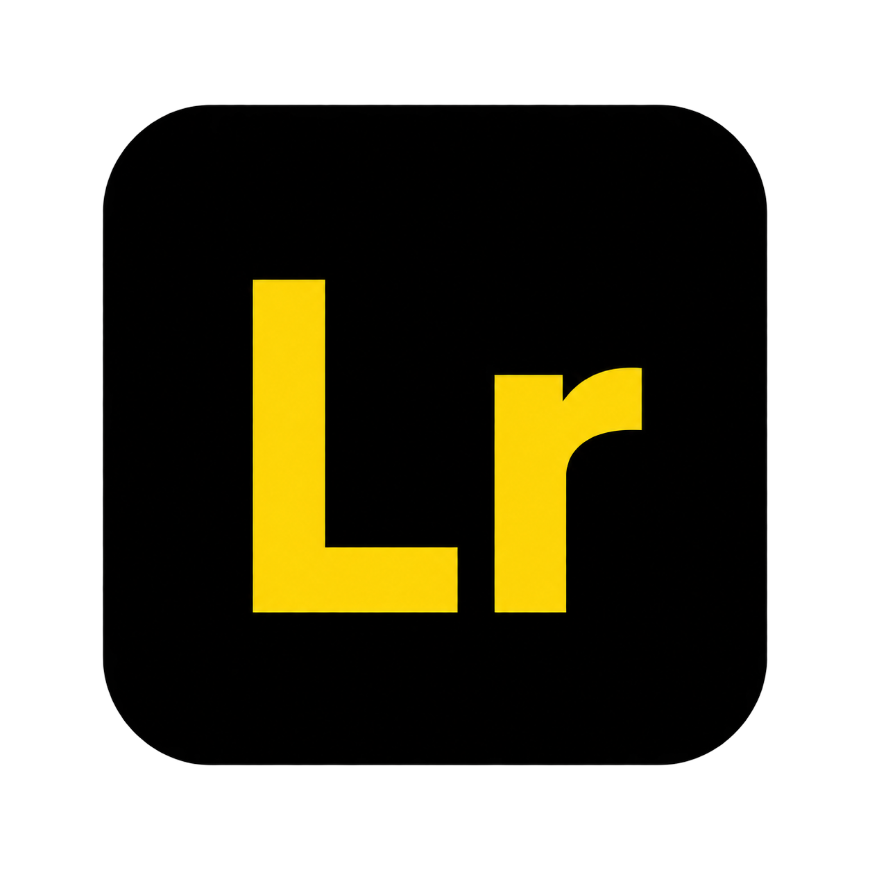 Yellow Lightroom Lr graphic on black